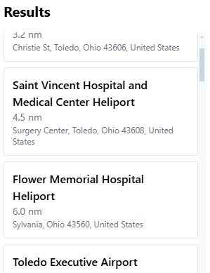 Results panel example